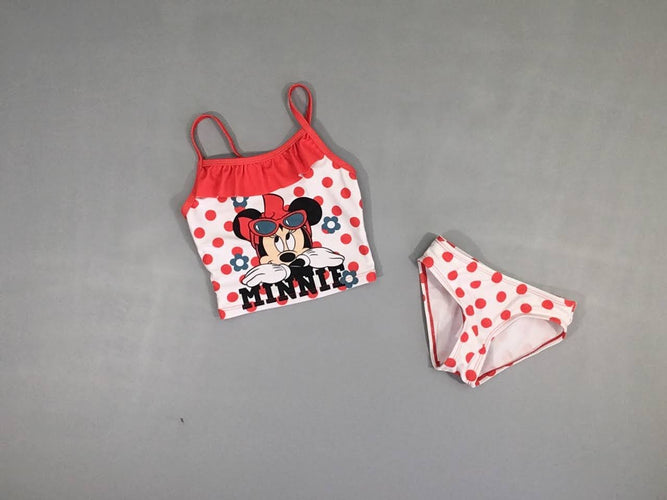 Tankini blanc pois rouge Minnie, moins cher chez Petit Kiwi