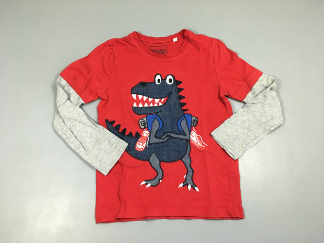 T-shirt m.l rouge dinosaure, moins cher chez Petit Kiwi