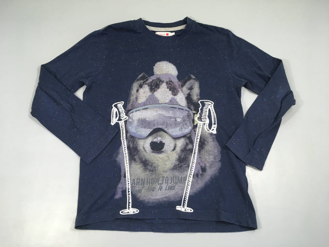 T-shirt m.l bleu foncé moucheté loup, moins cher chez Petit Kiwi