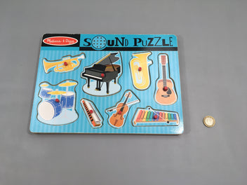 Planche puzzle bois sonore instruments