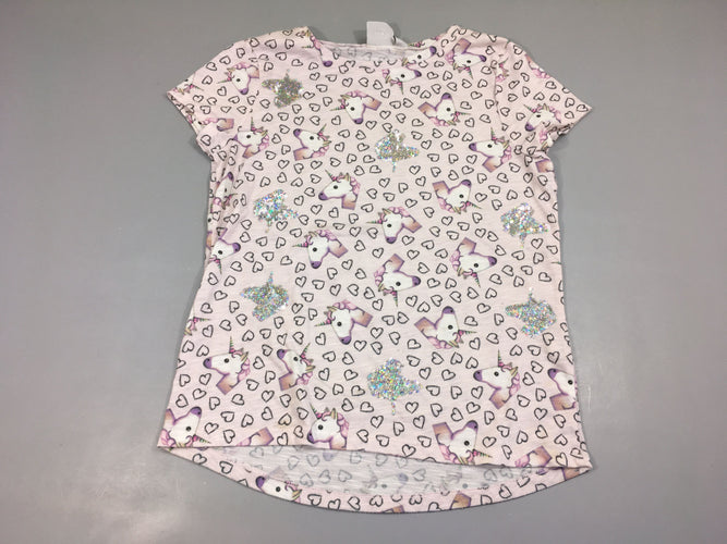 T-shirt m.c rosé clair flammé licornes sequins-bouloché, moins cher chez Petit Kiwi