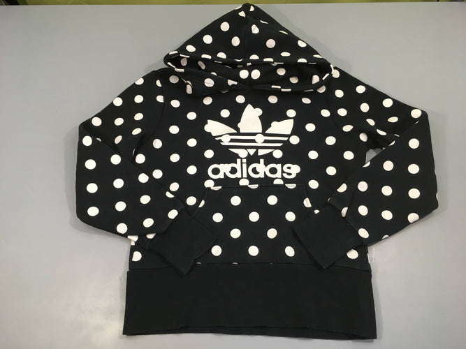 Sweat à capuche noir pois blancs Adidas, moins cher chez Petit Kiwi