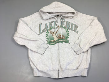 Sweat zippé à capuche gris chiné Cerf