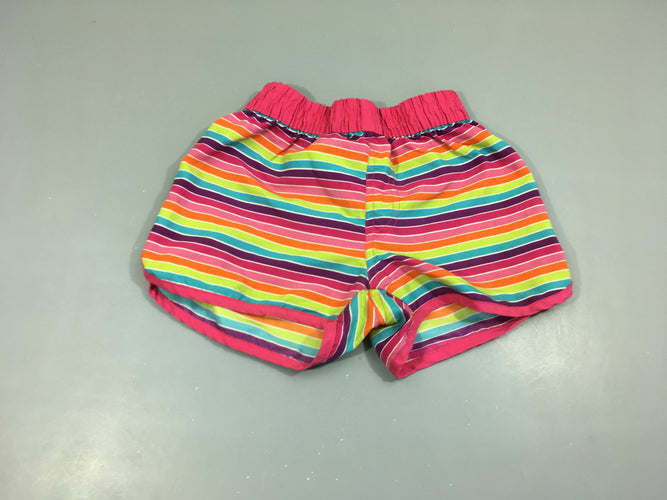 Short de plage fuchsia rayé couleur, moins cher chez Petit Kiwi