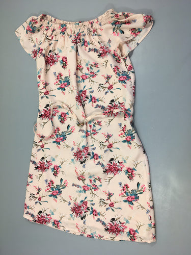 Robe m.c effet satiné rose pâle fleuire s.moks col, moins cher chez Petit Kiwi