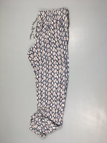 Pantalon fluide motifs bleu/rose pâle, moins cher chez Petit Kiwi