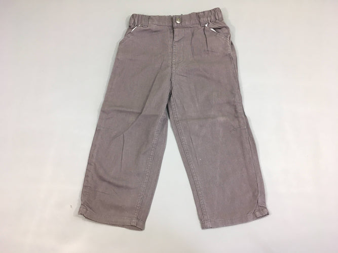 Pantalon chino gris/mauve, moins cher chez Petit Kiwi