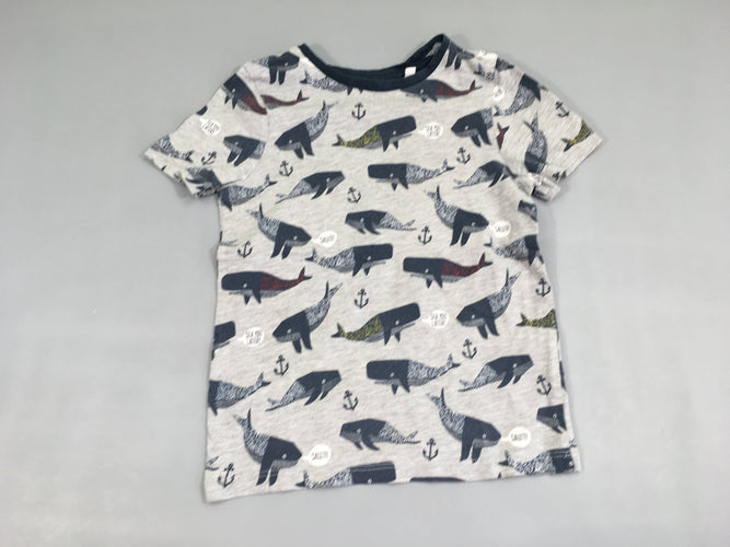 T-shirt m.c gris chiné baleine, moins cher chez Petit Kiwi