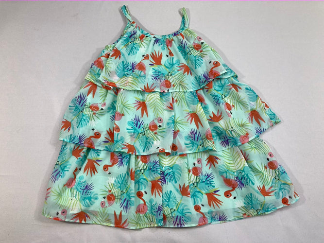 Robe fines bretelles voilet vert feuilles volants, moins cher chez Petit Kiwi