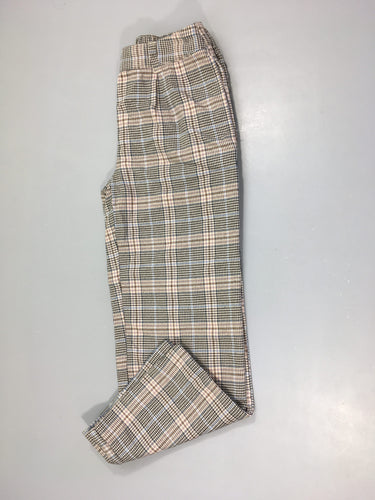 Pantalon ample carreaux noir/rose/bleu pied de poule, légèrement bouloché, moins cher chez Petit Kiwi