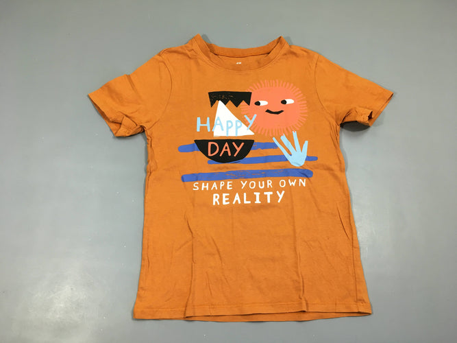 T-shirt m.c orange happy day soleil, moins cher chez Petit Kiwi