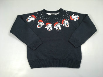 Pull bleu foncé chien Noël