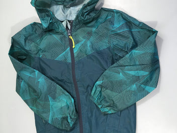 Veste style k-way zippée vert foncé à capuche