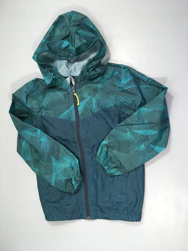 Veste style k-way zippée vert foncé à capuche, moins cher chez Petit Kiwi