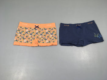 Lot de 2 culottes boxer orange papilons/bleu noeud