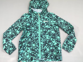 Veste extralight à capuche coupe vent turquoise motifs graffiti