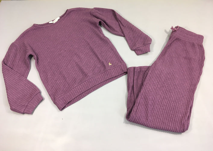 Pyjama 2 pièces mauve côtelé-Petite tache, moins cher chez Petit Kiwi