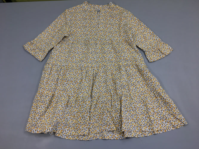 Robe m.l blanc fleuri jaune, moins cher chez Petit Kiwi