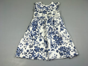 Robe m.c blanche fleurs bleues plumetis