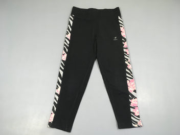 Legging de sport noir bandes fleurs