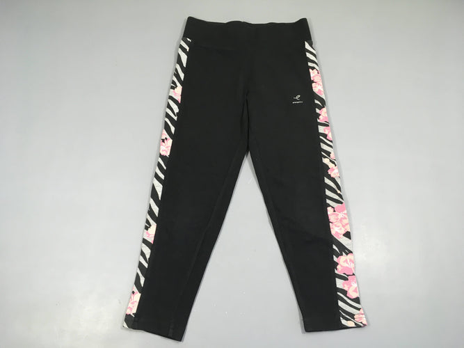 Legging de sport noir bandes fleurs, moins cher chez Petit Kiwi