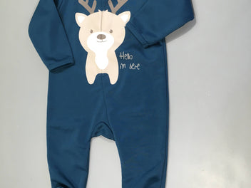 NEUF Pyjama molleton bleu renne