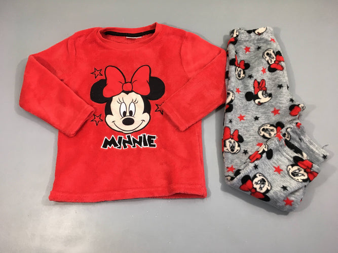 Pyjama 2pcs velours m.l rouge Minnie, moins cher chez Petit Kiwi