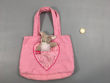 Sac rayé blanc/rose lapin