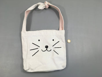 Sac toile blanc chat