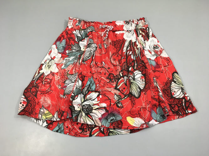 Jupe jersey rouge motifs fleurs, moins cher chez Petit Kiwi