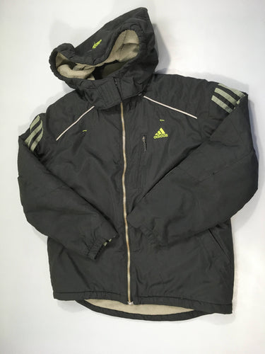 Veste zippée ouatinée noire à capuche amovible adidas doublé polar, moins cher chez Petit Kiwi