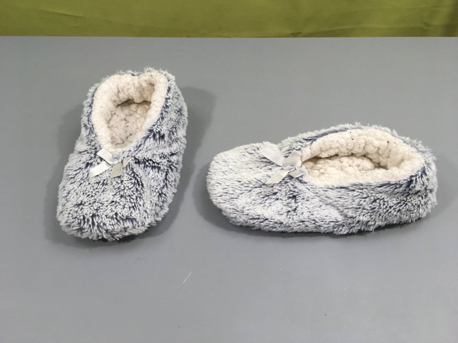 Pantoufles chaussons velours gris, moins cher chez Petit Kiwi