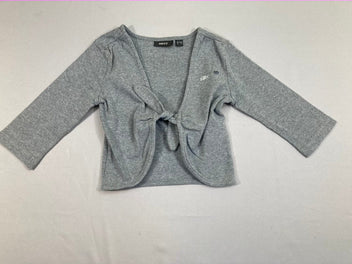 Gilet court jersey gris chiné manches 3/4