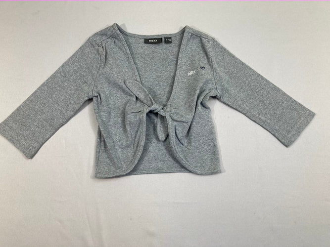 Gilet court jersey gris chiné manches 3/4, moins cher chez Petit Kiwi