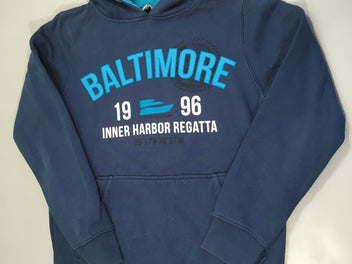 Sweat bleu foncé Baltimore à capuche, légèrement bouloché