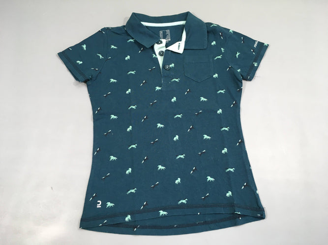 Polo m.c jersey vert chevaux, moins cher chez Petit Kiwi