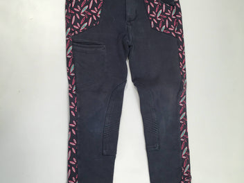 Pantalon équitation bleu marine/rose motifs