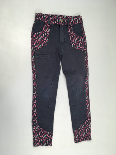 Pantalon équitation bleu marine/rose motifs, moins cher chez Petit Kiwi