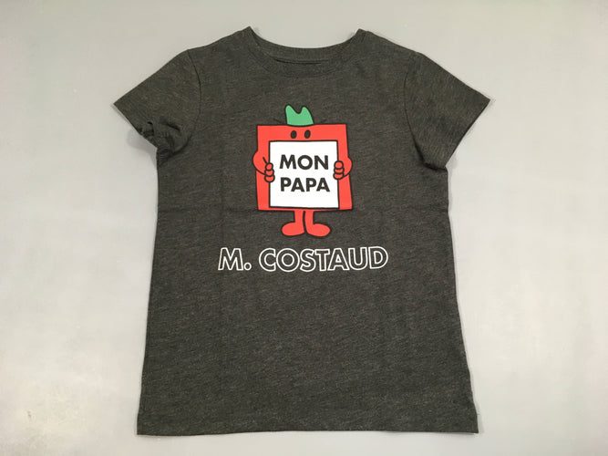 T-shirt m.c gris chiné Mon papa, moins cher chez Petit Kiwi