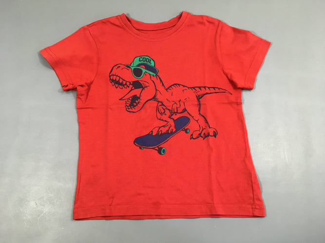 T-shirt m.c rouge dino, moins cher chez Petit Kiwi