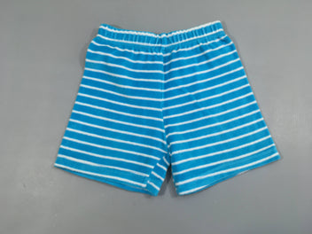 Short velours bleu rayé blanc