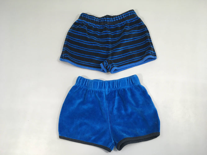 2 shorts velours bleu rayé bleu marine, moins cher chez Petit Kiwi