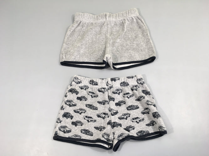 2 shorts velours gris chiné autos, moins cher chez Petit Kiwi