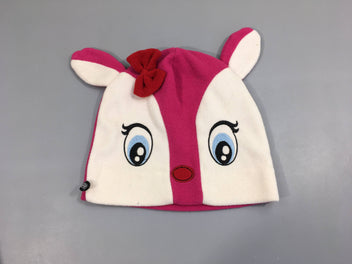 Bonnet polar blanc/rose daim