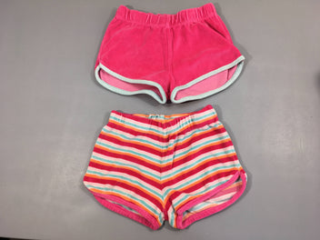 2 shorts velours rose rayé