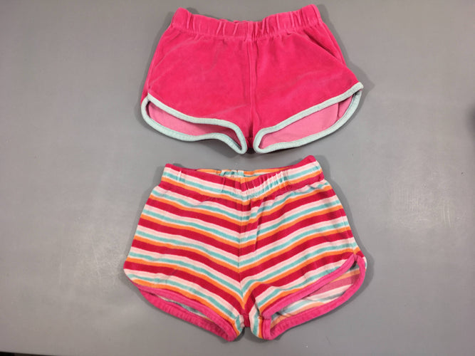 2 shorts velours rose rayé, moins cher chez Petit Kiwi