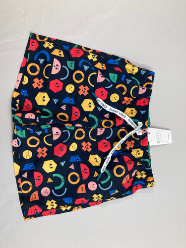 Neuf-Maillot short bleu foncé motifs coloré émotions Sunny Vibes, moins cher chez Petit Kiwi