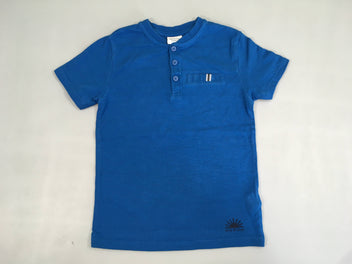 T-shirt m.c texturé bleu flammé boutons col