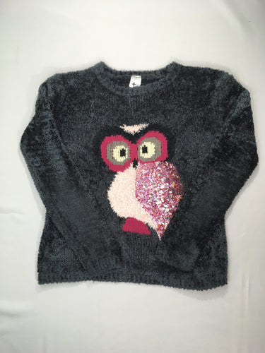 Pull duveteux gris hibou sequins, moins cher chez Petit Kiwi