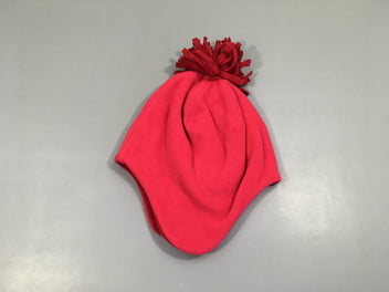 Bonnet polar rose vif pompom, M